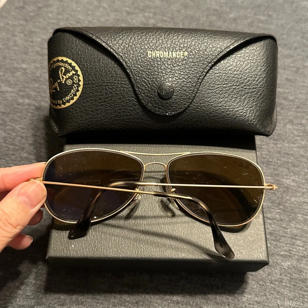 Ray-Ban Vintage Chromance Polarized Gold Frame Sunglasses w Brown RX Lenses